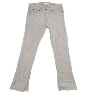 J&Company‎ Women Beige Linen Metallic Pinstripe Bootcut Pants Size 29 C1075LB